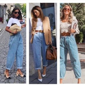 ZARA slouchy mom fit jeans blue bloggers favorite